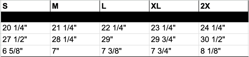 Members Only Tee Size Chart